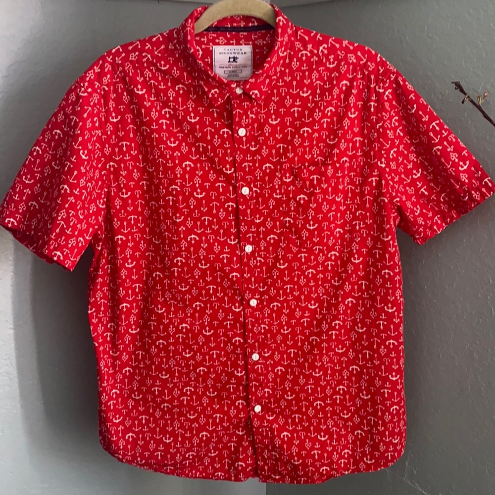 3/$20 Cactus Menswear Red Sht Slve Slim fit